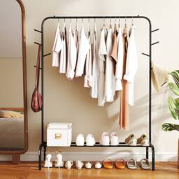 Costway Heavy Duty Clothes Rack Metal Garment Wardrobe Rack in Black - thumbnail 1