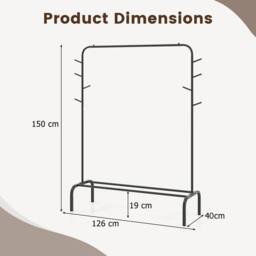 Costway Heavy Duty Clothes Rack Metal Garment Wardrobe Rack in Black - thumbnail 2