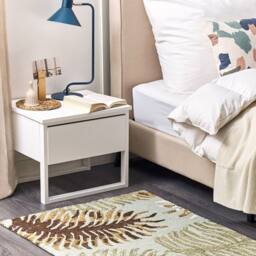 Wyld and Coco Plant Motif Wool Area Rug 80 x 150 cm Blue Green - Size: 80 cm x 150 cm - thumbnail 1