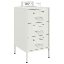Berkfield Home Bedside Cabinets 2 pcs White 36x39x68 cm Steel - Size: 36 x 39 x 68 cm - thumbnail 3