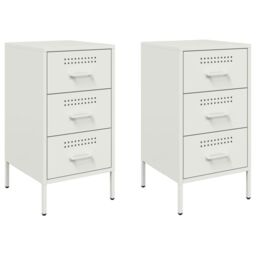 Berkfield Home Bedside Cabinets 2 pcs White 36x39x68 cm Steel - Size: 36 x 39 x 68 cm - thumbnail 2