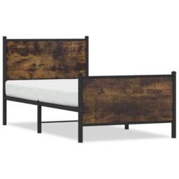 Berkfield Home Metal Bed Frame without Mattress Smoked Oak 90x190 cm Single in Brown - thumbnail 1