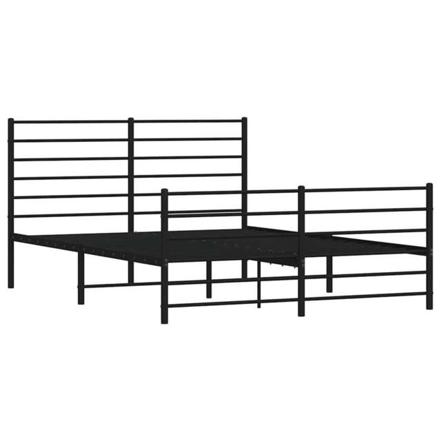 Berkfield Home Metal Bed Frame with Headboard & Footboard Black 120x200 cm - Size: Small Double - image 1