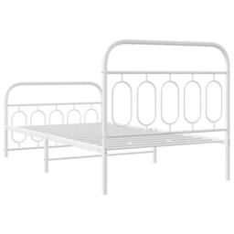 Berkfield Home Metal Bed Frame without Mattress with Footboard White 100x190cm - Size: 100x190 cm - thumbnail 6