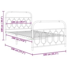 Berkfield Home Metal Bed Frame without Mattress with Footboard White 100x190cm - Size: 100x190 cm - thumbnail 8