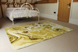 Benjamin Tate Design Golden Swirled Marble Rug in Natural - Size: Large - thumbnail 3