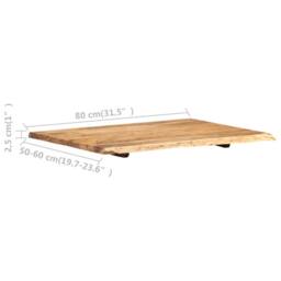 Berkfield Home Table Top Solid Acacia Wood 80x(50-60)x2.5 cm in Brown - thumbnail 4