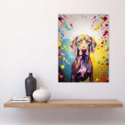 "Artery8 Wall Art Print Weimaraner Dog Lover Gift Pet Portrait Yellow Purple Blue Artwork Painting Poster - Size: W18"" x H24""" - thumbnail 4