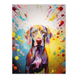 "Artery8 Wall Art Print Weimaraner Dog Lover Gift Pet Portrait Yellow Purple Blue Artwork Painting Poster - Size: W18"" x H24""" - thumbnail 1