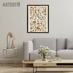 "Artery8 Millot Encyclopedia Page Mushroom Fungus Framed Canvas Wall Art Print - Size: W12"" x H16""" - thumbnail 3