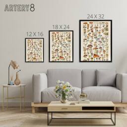 "Artery8 Millot Encyclopedia Page Mushroom Fungus Framed Canvas Wall Art Print - Size: W12"" x H16""" - thumbnail 4