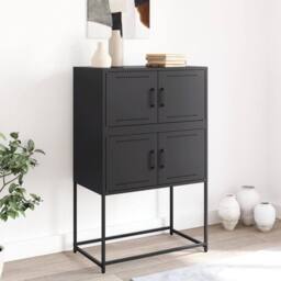 Berkfield Home Sideboard Black 68.5x38.5x107 cm Steel - thumbnail 1