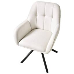 Wyld and Coco Prestige Swivel Dining Chair Off-White Fabric with Metal Base in White - thumbnail 6