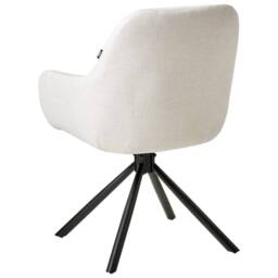 Wyld and Coco Prestige Swivel Dining Chair Off-White Fabric with Metal Base in White - thumbnail 5
