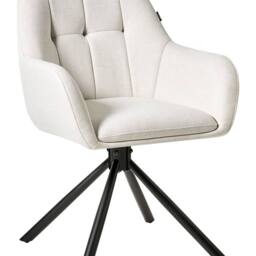 Wyld and Coco Prestige Swivel Dining Chair Off-White Fabric with Metal Base in White - thumbnail 2