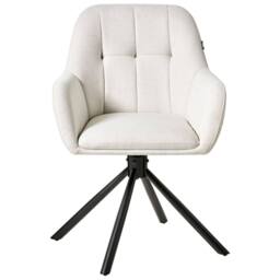 Wyld and Coco Prestige Swivel Dining Chair Off-White Fabric with Metal Base in White - thumbnail 4