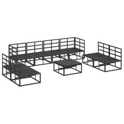 Berkfield Home Garden Sofa Set 9 pcs Black 70 x 70 x 32 cm Aluminium - thumbnail 6