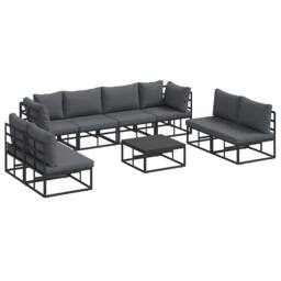 Berkfield Home Garden Sofa Set 9 pcs Black 70 x 70 x 32 cm Aluminium - thumbnail 3