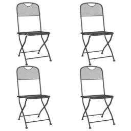 Berkfield Home Modern Folding Garden Chairs 4 pcs Expanded Metal Mesh Anthracite in Dark Grey - thumbnail 3