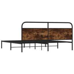 Berkfield Home Metal Bed Frame without Mattress Smoked Oak 200x200 cm in Brown - thumbnail 7
