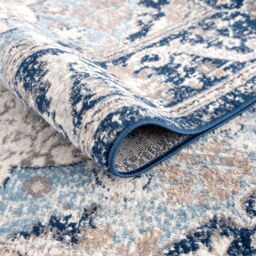 THE RUGS Montana Medallion Navy & Cream Living Room Area Rug 3922 in Blue - Size: 80 cm x 150 cm - thumbnail 4