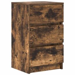 Berkfield Home Bedside Cabinets with 3 Drawers 2 pcs Smoked Oak 39x35x65 cm in Brown - Size: 39 x 35 x 65 cm - thumbnail 5