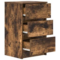 Berkfield Home Bedside Cabinets with 3 Drawers 2 pcs Smoked Oak 39x35x65 cm in Brown - Size: 39 x 35 x 65 cm - thumbnail 6