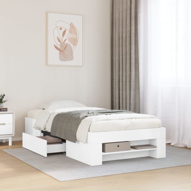 Berkfield Home Bed Frame without Mattress White 75x190 cm Small Single Engineered Wood - image 1