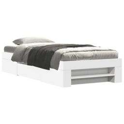 Berkfield Home Bed Frame without Mattress White 75x190 cm Small Single Engineered Wood - thumbnail 2