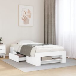 Berkfield Home Bed Frame without Mattress White 75x190 cm Small Single Engineered Wood - thumbnail 1