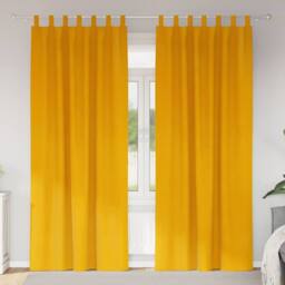 Berkfield Home Elegant Blackout Curtains with Hanging Loops 2 pcs Mustard Yellow - thumbnail 2