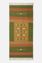 Homescapes Lundi Orange & Green Kilim Runner Cotton & Jute Rug 80 x 180 cm - Size: 80 cm x 180 cm - thumbnail 2