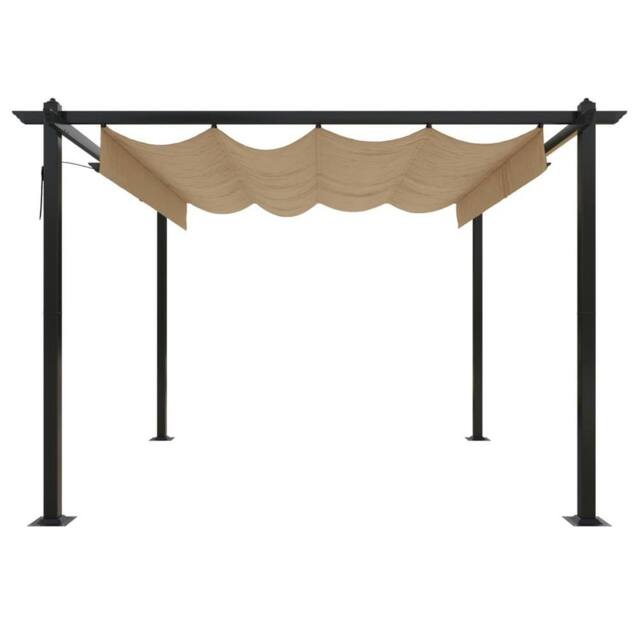 Berkfield Home Sturdy Garden Gazebo with Retractable Roof 3x3 m Taupe in Beige - image 1