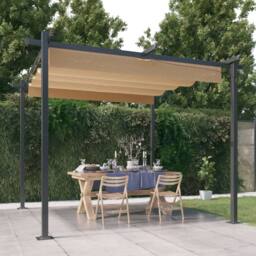 Berkfield Home Sturdy Garden Gazebo with Retractable Roof 3x3 m Taupe in Beige - thumbnail 2