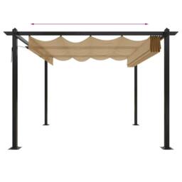 Berkfield Home Sturdy Garden Gazebo with Retractable Roof 3x3 m Taupe in Beige - thumbnail 6
