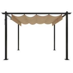 Berkfield Home Sturdy Garden Gazebo with Retractable Roof 3x3 m Taupe in Beige - thumbnail 1