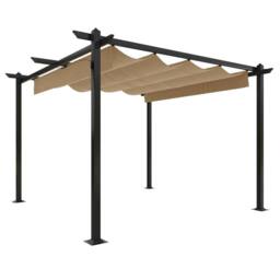 Berkfield Home Sturdy Garden Gazebo with Retractable Roof 3x3 m Taupe in Beige - thumbnail 3
