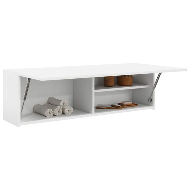 Berkfield Home Bathroom Wall Cabinet White 100x25x30 cm Engineered Wood - Size: 100 x 25 x 30 cm - image 1