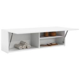 Berkfield Home Bathroom Wall Cabinet White 100x25x30 cm Engineered Wood - Size: 100 x 25 x 30 cm - thumbnail 1