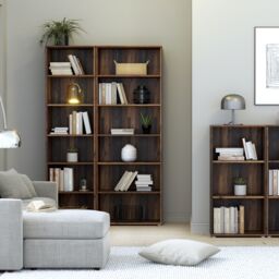 Furniture To Go Essential Narrow 5 Shelf Bookcase in Vintage Oak in Dark Brown - thumbnail 3