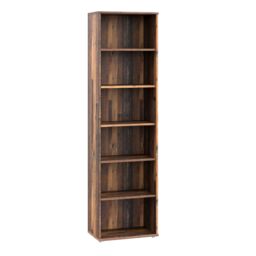 Furniture To Go Essential Narrow 5 Shelf Bookcase in Vintage Oak in Dark Brown - thumbnail 1