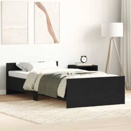 Berkfield Home Durable Bed Frame without Mattress Black Oak 100x200 cm Engineere - thumbnail 2
