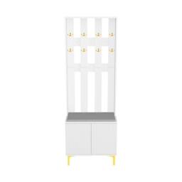 Hygrad Built to Survive Coat Rack Stand with 2 Tier Shoe Storage Bench Cloth Hanger 8 Hooks in White - thumbnail 3