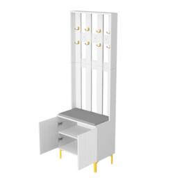 Hygrad Built to Survive Coat Rack Stand with 2 Tier Shoe Storage Bench Cloth Hanger 8 Hooks in White - thumbnail 5