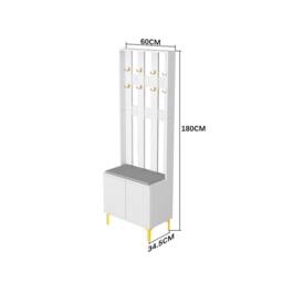 Hygrad Built to Survive Coat Rack Stand with 2 Tier Shoe Storage Bench Cloth Hanger 8 Hooks in White - thumbnail 7