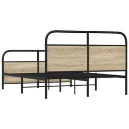 Berkfield Home Metal Bed Frame without Mattress Sonoma Oak 140x190 cm in Brown - thumbnail 6