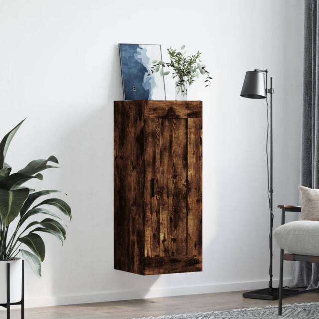 Berkfield Home Wall Mounted Cabinet Smoked Oak 34.5x34x90 cm Engineered Wood in Brown - image 1