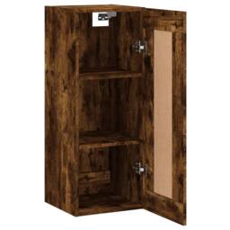 Berkfield Home Wall Mounted Cabinet Smoked Oak 34.5x34x90 cm Engineered Wood in Brown - thumbnail 7