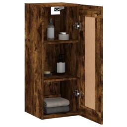Berkfield Home Wall Mounted Cabinet Smoked Oak 34.5x34x90 cm Engineered Wood in Brown - thumbnail 5