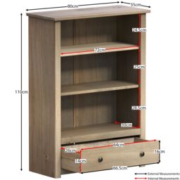 Home Discount Vida Designs Panama 1 Drawer Bookcase Storage 1100 x 800 x 350 mm in Brown - thumbnail 3